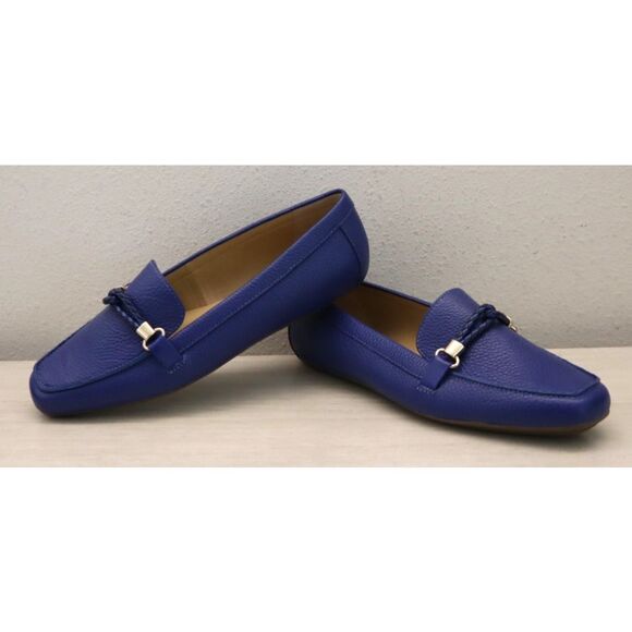 Talbots Women Sz 7.5M Blue Twilight Becca Braid Soft Pebbled Leather Flats - Picture 13 of 14
